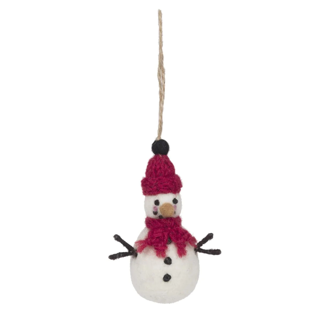 Christmas Snowman Red Decoration by Sophie Allport.