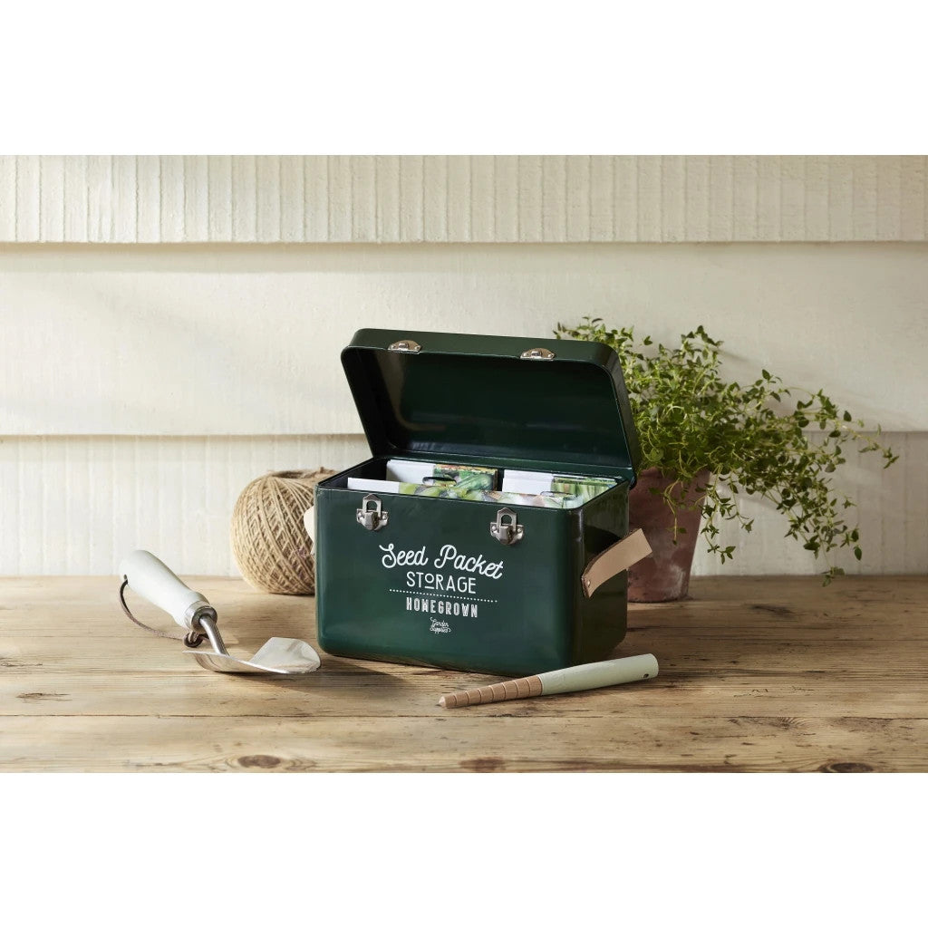 Seed Packet Storage Tin in Frog Green by Burgon & Ball