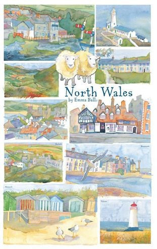 North Wales 100% cotton tea towel from Emma Ball.