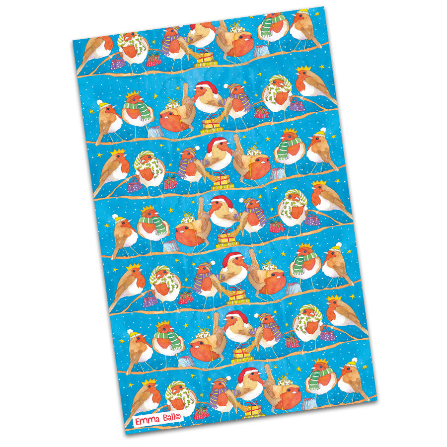 Christmas Robin Tea Towel by Emma Ball.