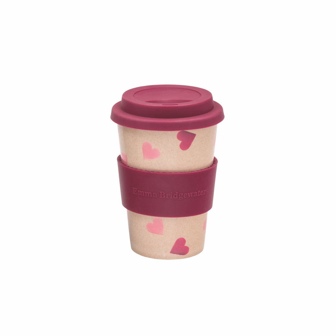 Pink Hearts Rice Husk Eco-Friendly Travel Cup