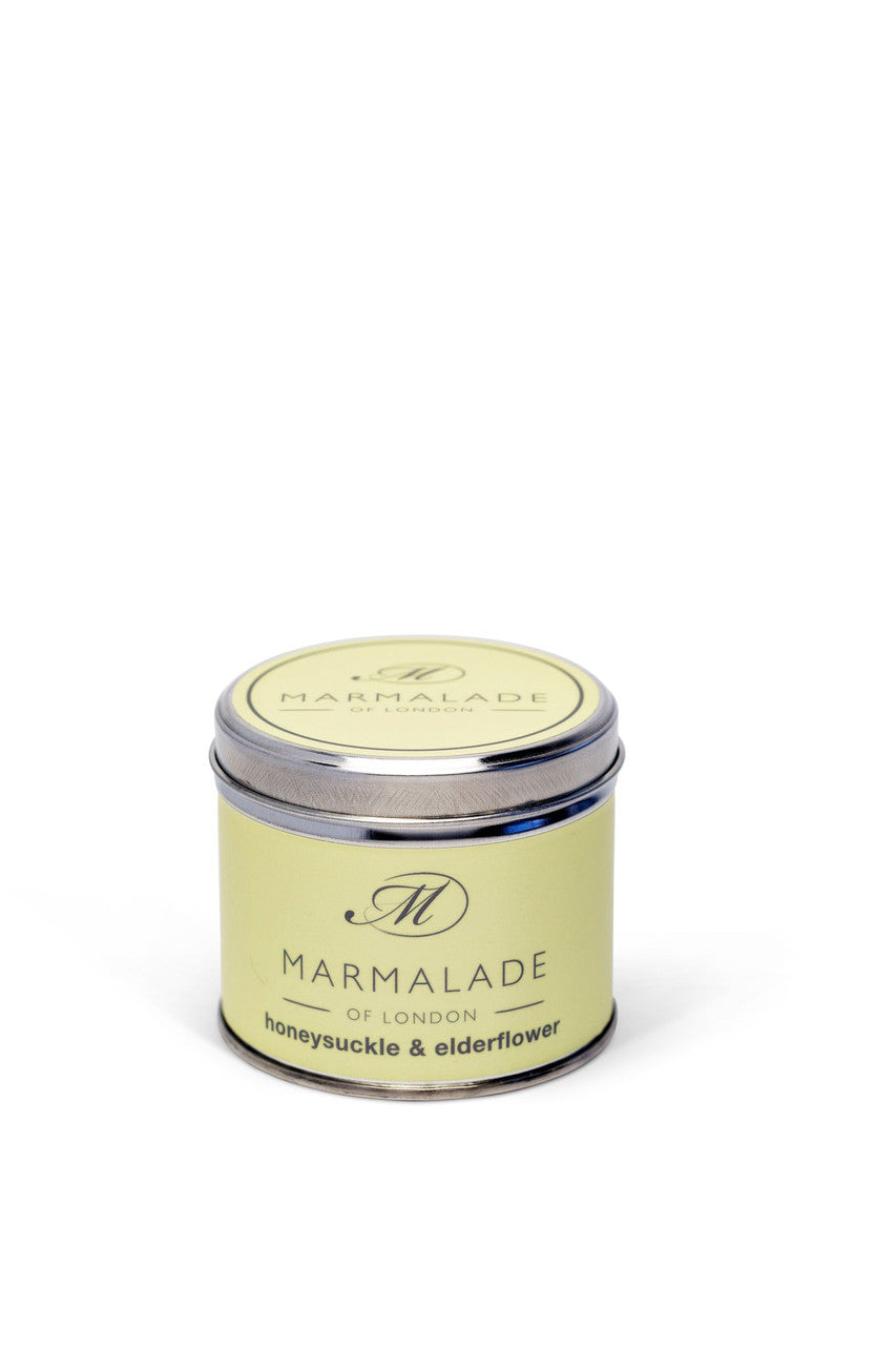 Honeysuckle & Elderflower Medium tin Candle from Marmalade of London.