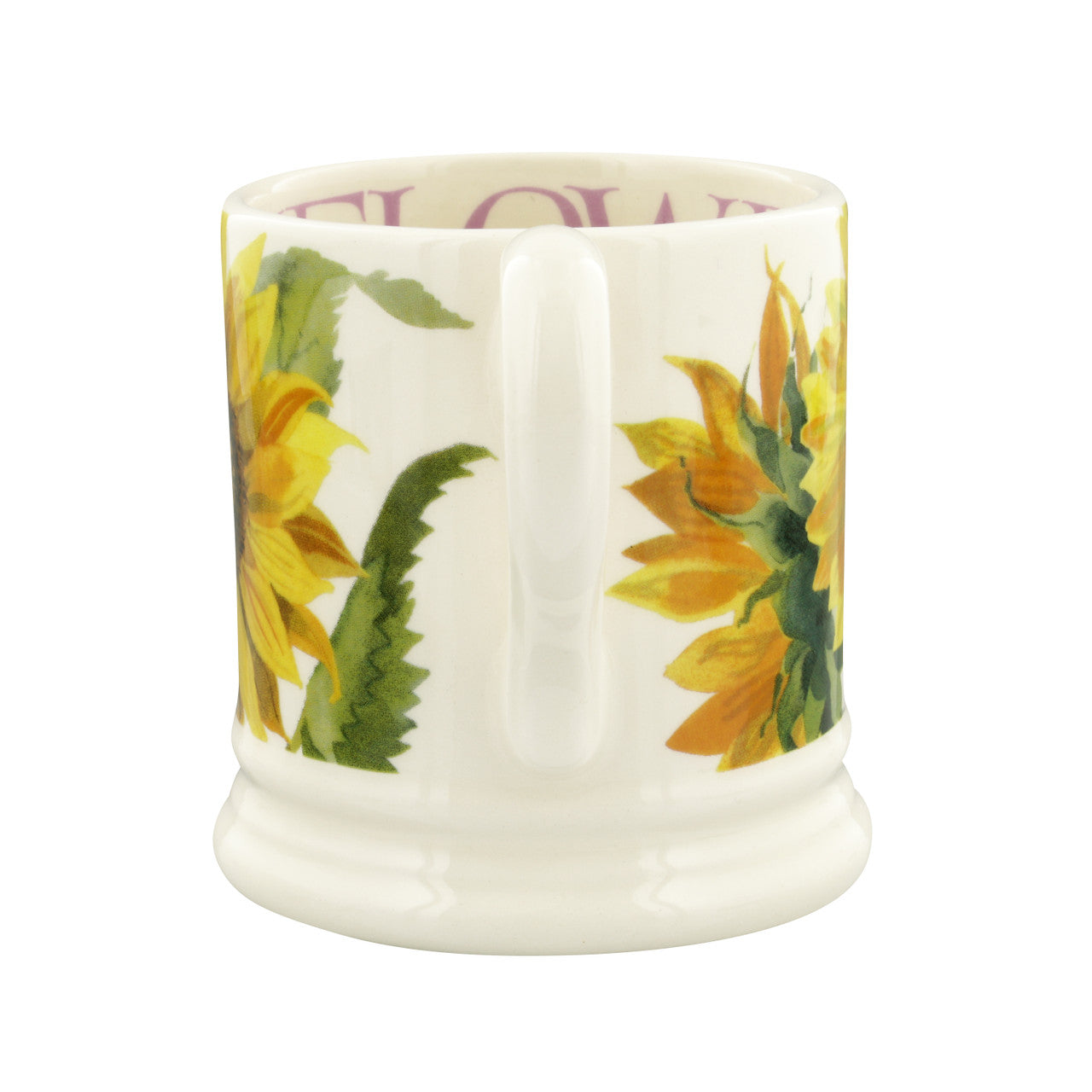 Handmade pottery sunflower half pint mug from Emma Bridgewater.
