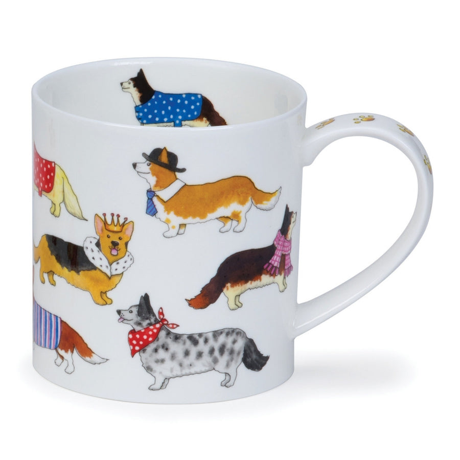 Fine bone china Orkney Dashing Dogs Corgi Mug. Handmade in England.