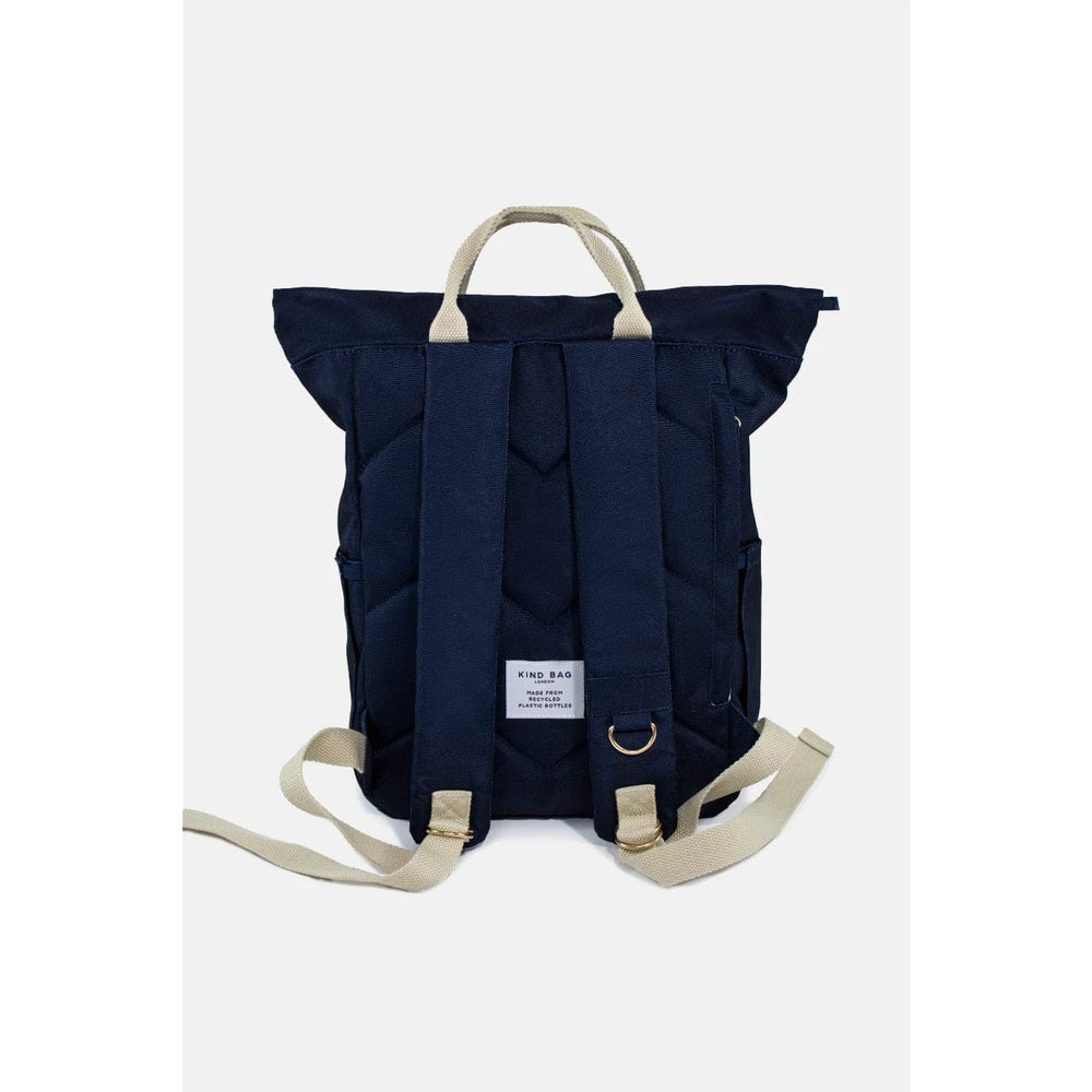 Navy “Hackney” Medium Backpack made form 100% recycled plastic bottles from Kind Bag London
