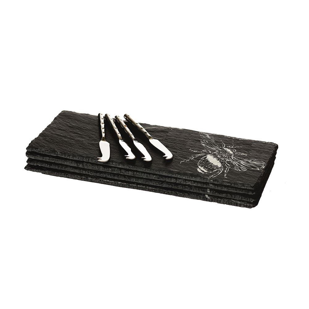 Bee Mini Cheese Board and Knife Set of 4 by Sellae House.