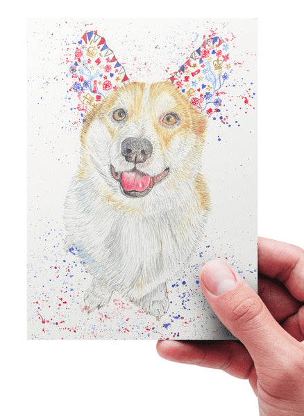 Susan the Corgi Blank Greetings Eco Card by Jen Winnett