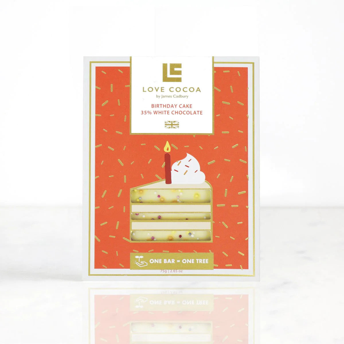 Love Cocoa Birthday Cake  35% White Chocolate Bar 75g