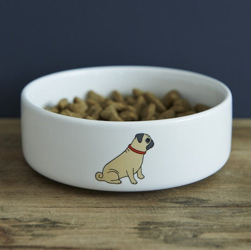 Pottery Pug Dog Bowl from Sweet William Designs.