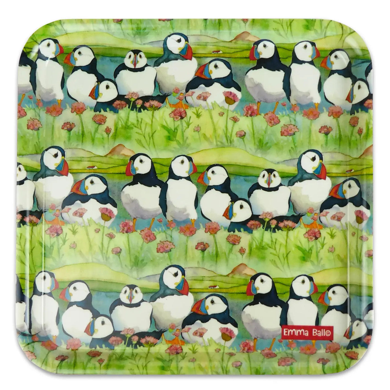 Sea Thrift Puffins Melamine Square Tray