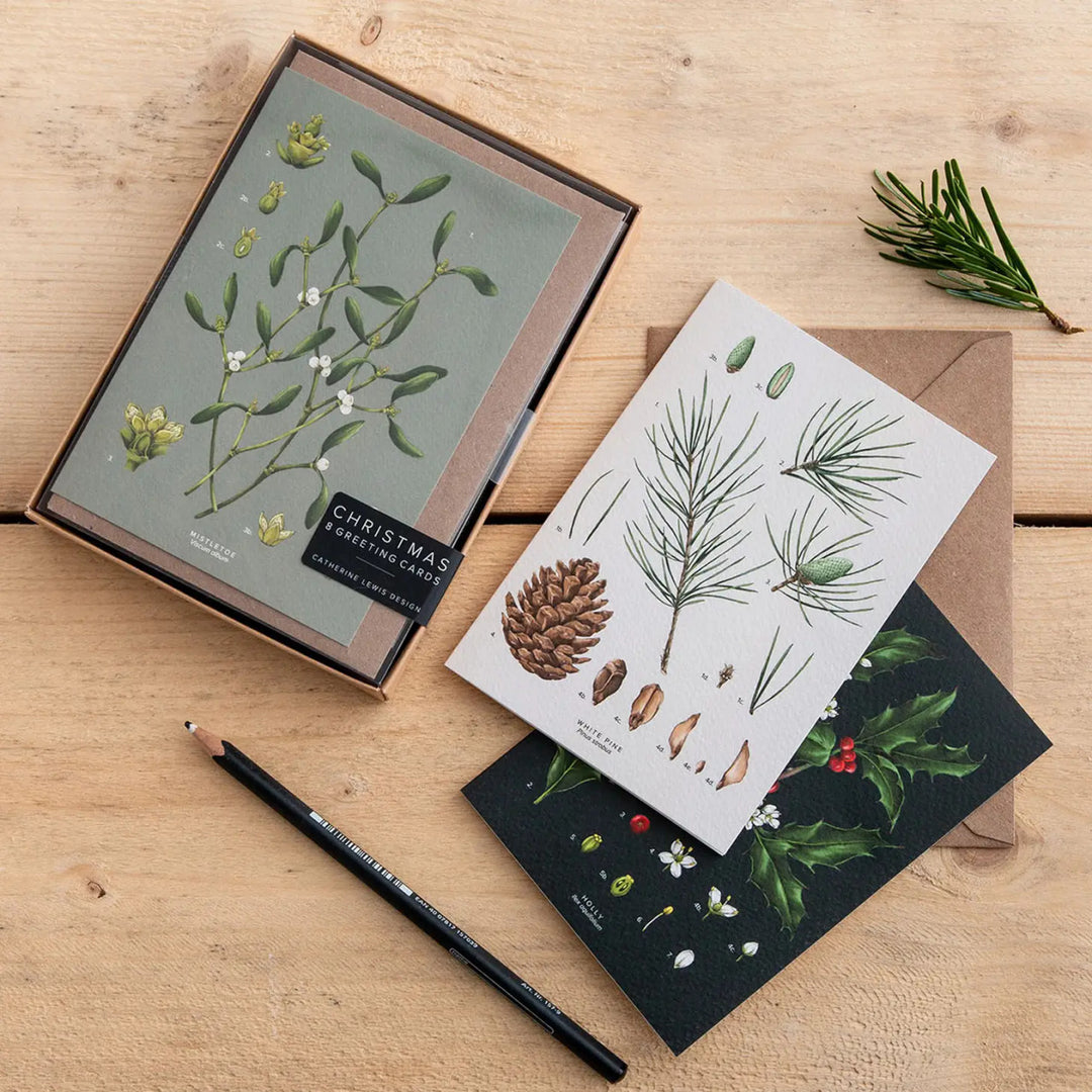 Species Range - Box of 8 Luxury Botanical Christmas Cards