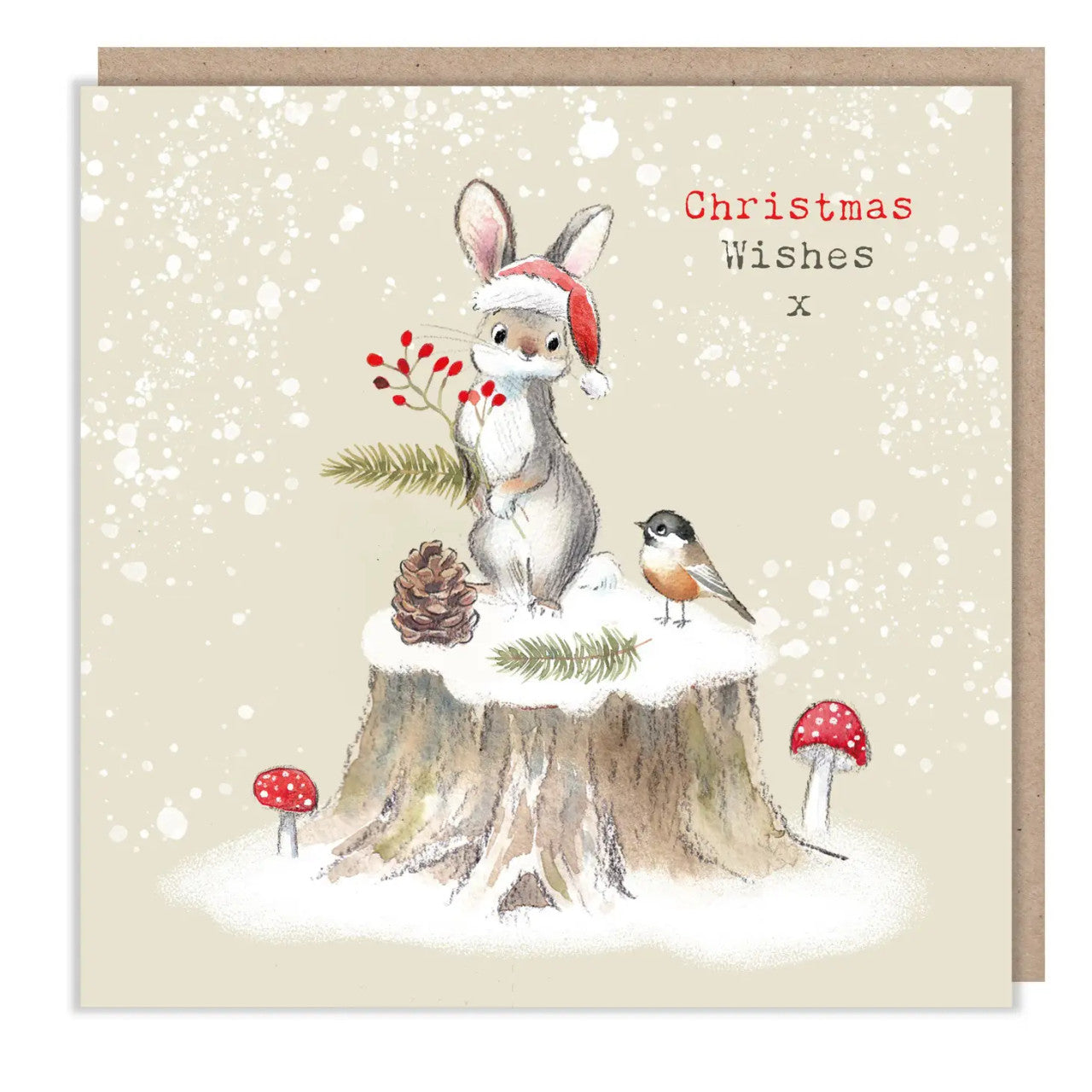 Rabbit and Bird Christmas Card
