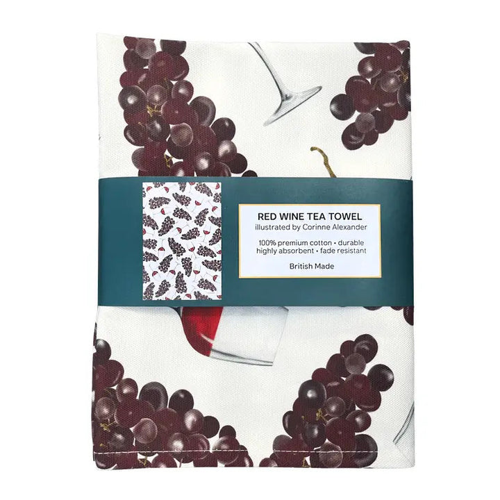 Red Wine Tea Towel by Corinne Alexander.