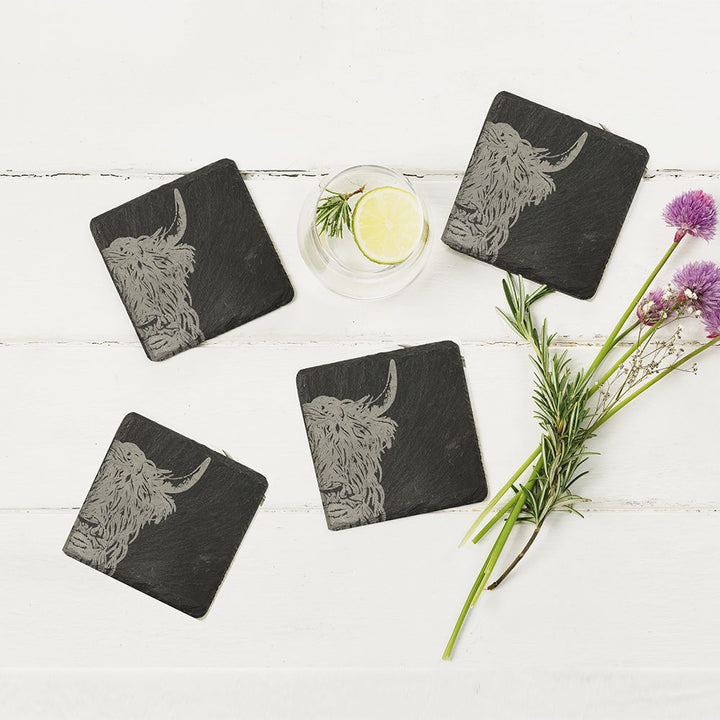 Highland Cow Slate Coasters by Selbrae House.