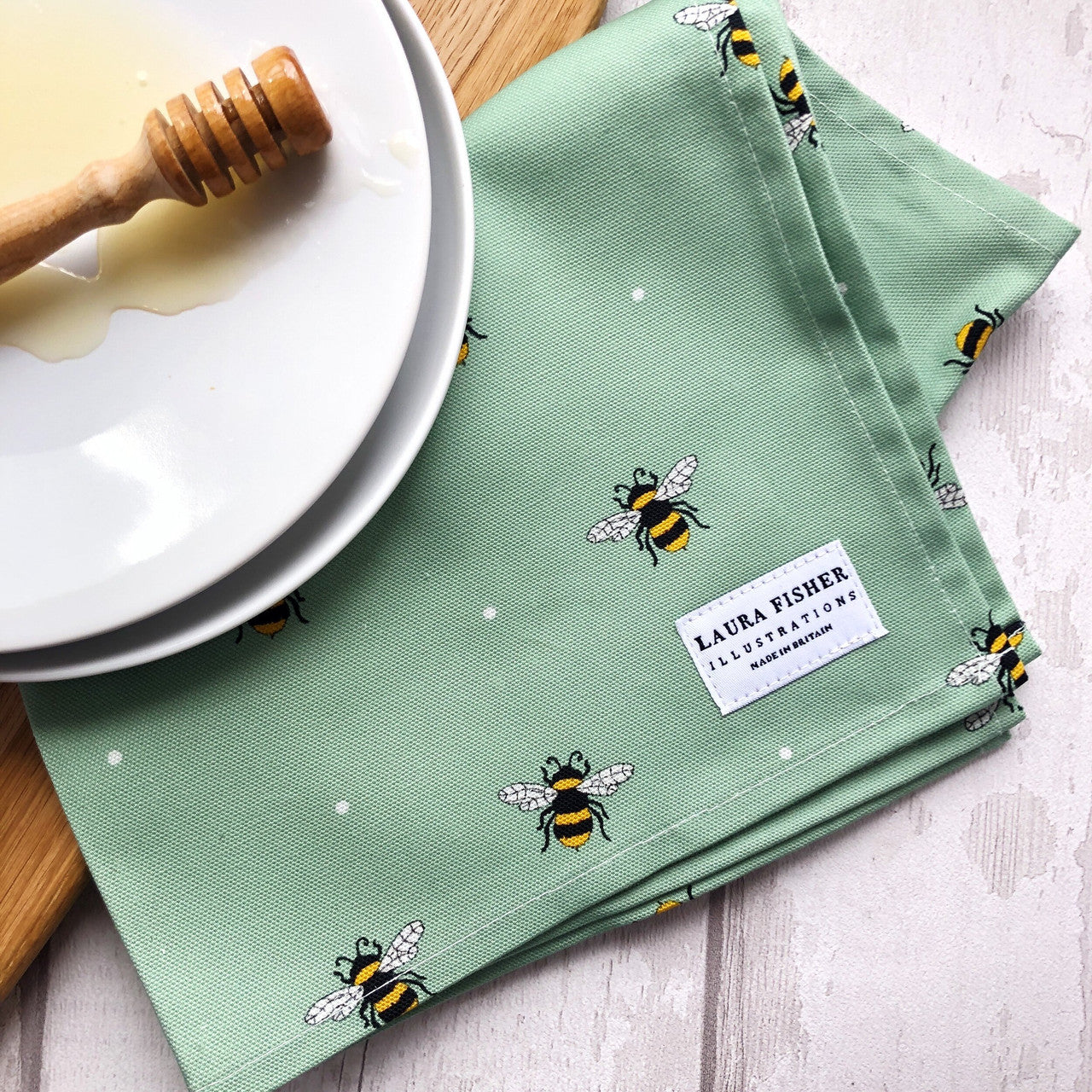 100% Cotton Honey Bee tea towel By Designer Laura Fisher