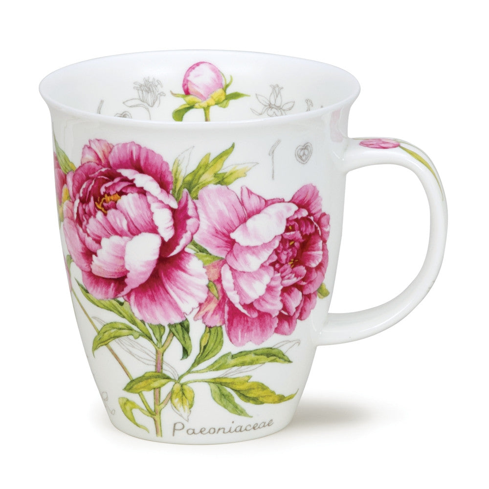 Dunoon Botanical Sketch Peony mug in Nevis shape.