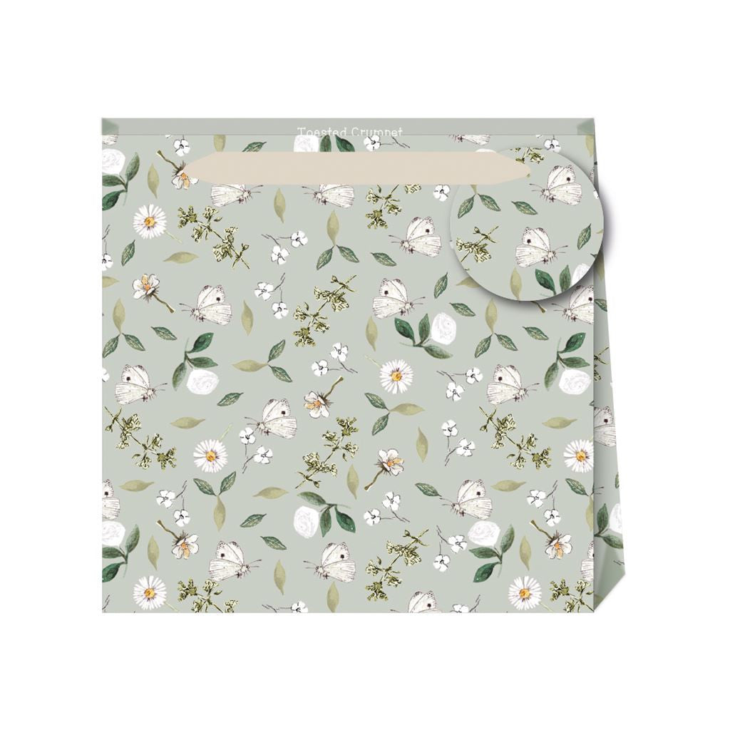 Butterflies and Botanicals Sage Small Gift Bag.