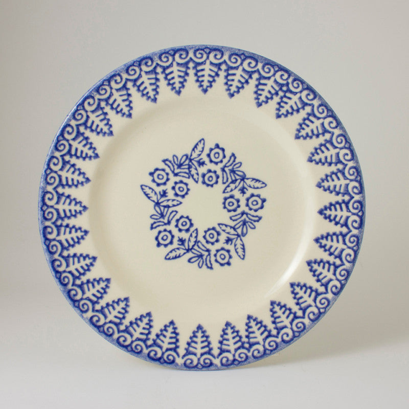 Brixton Pottery Lacey Blue handmade pottery 9 inch dessert plate