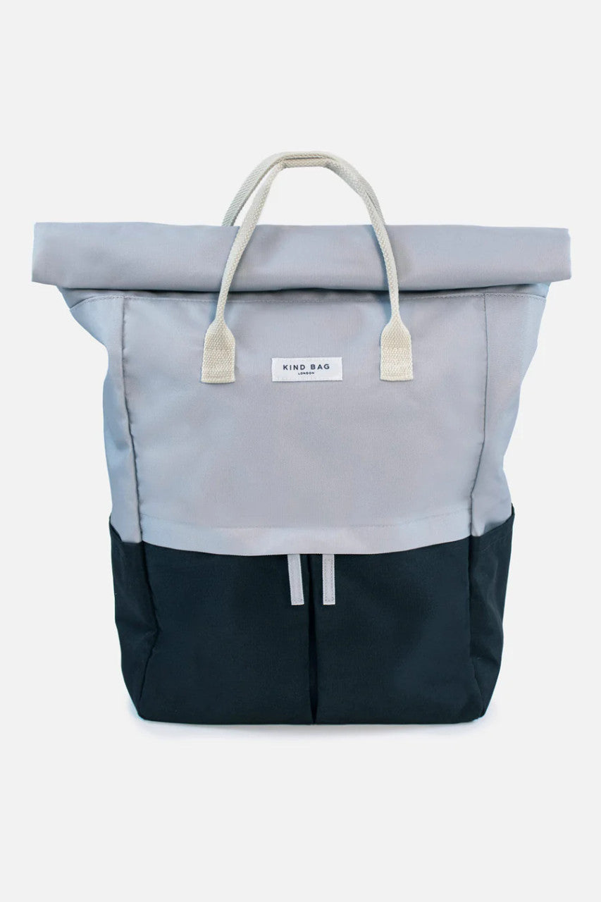 Light Grey & Black “Hackney” Large Backpack  made form 100% recycled plastic bottles from Kind Bag London.