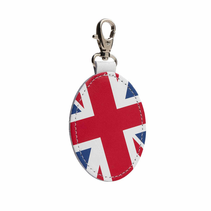 Leather Union Jack Oval Bag Charm by Zatchels.
