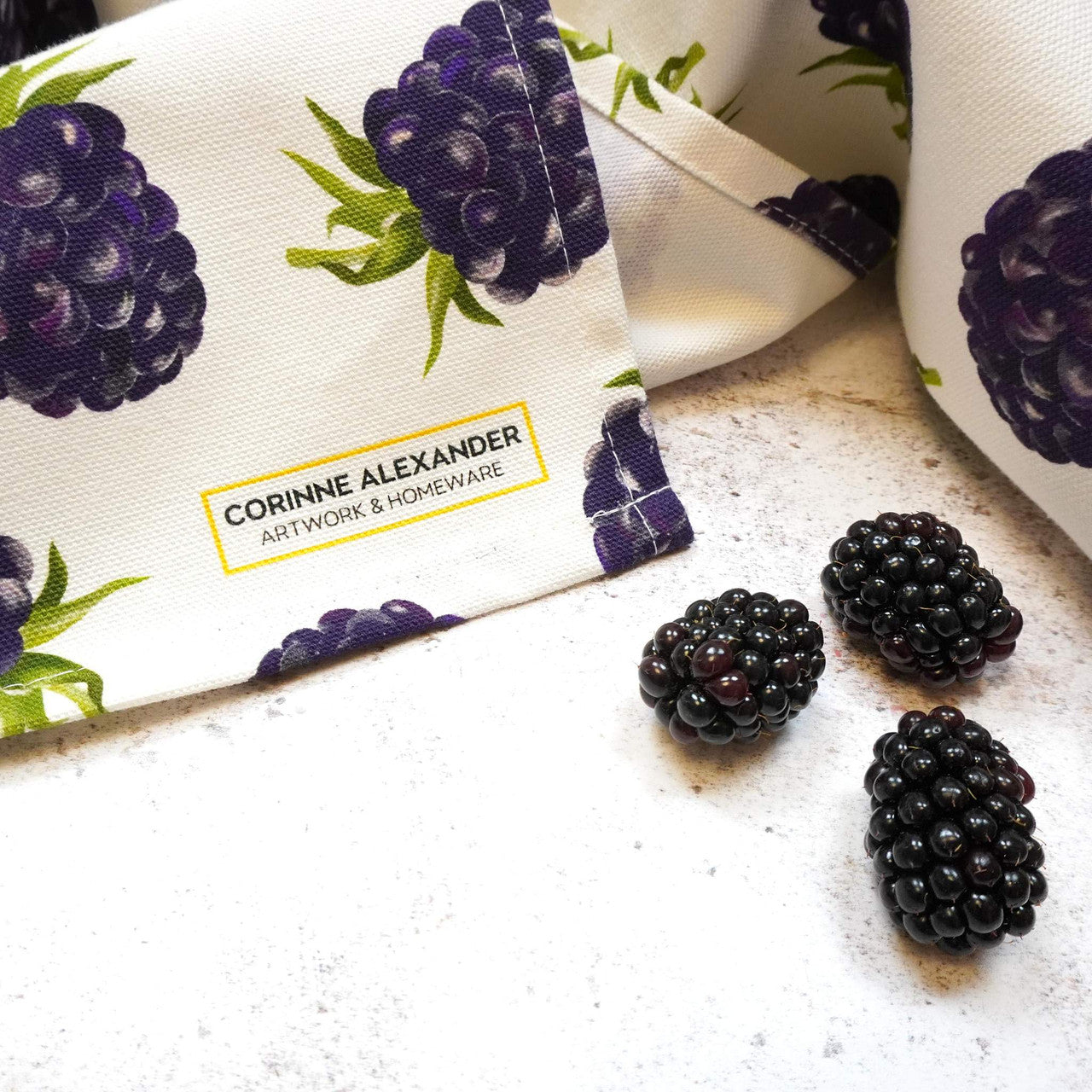 Blackberry Tea Towel by Corinne Alexander.