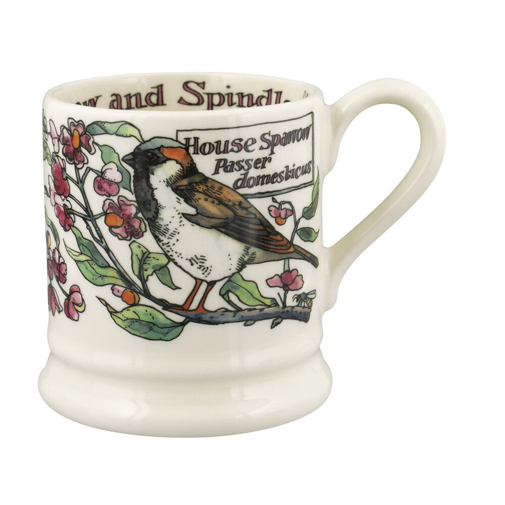 Emma Bridgewater Birds In The Hedgerow Spindle & House Sparrow Half Pint Mug. 
