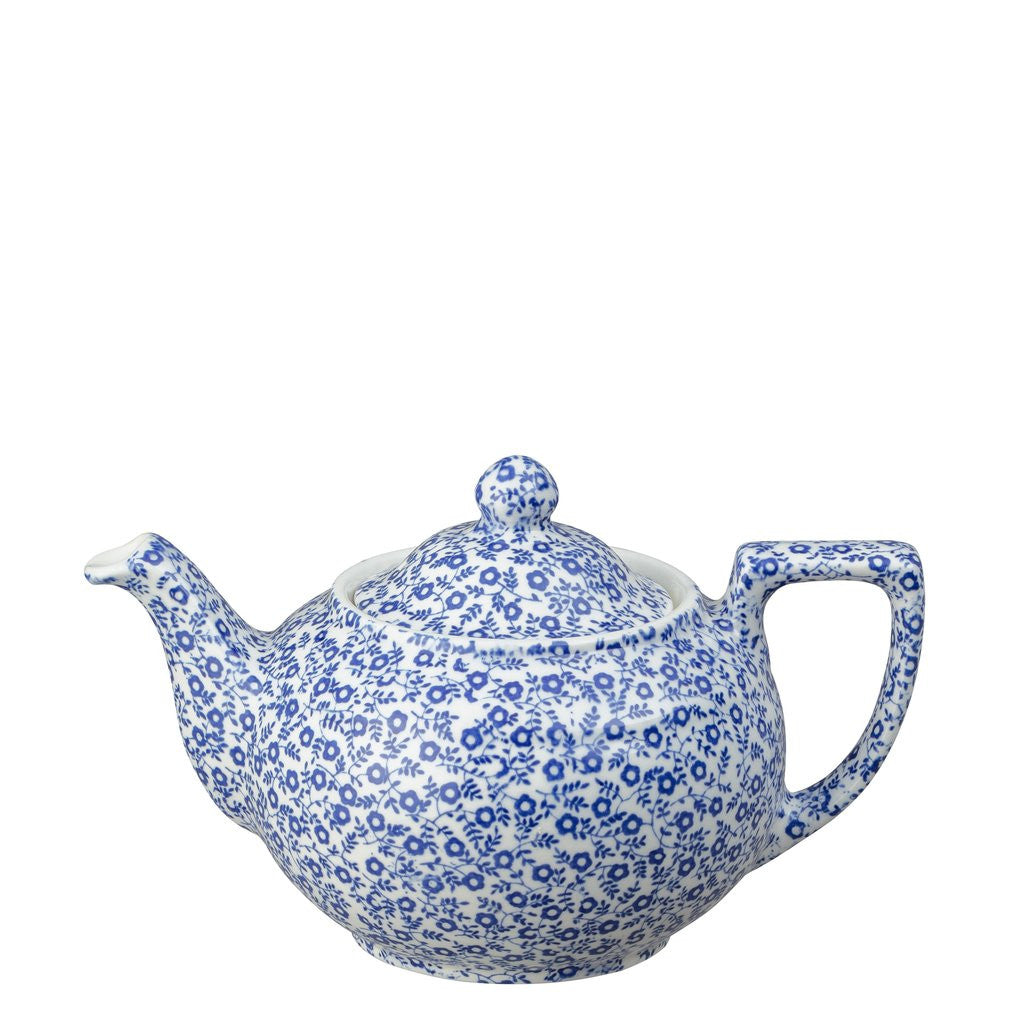 Small Dark Blue Felicity Teapot from Burleigh. Handmade in England.