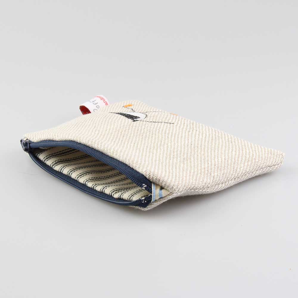 Oystercatcher Embroidered Flat Purse by Poppy Treffry