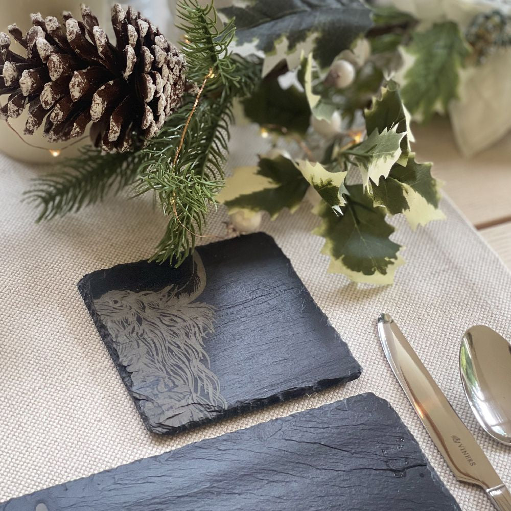Highland Cow Slate Coasters by Selbrae House.