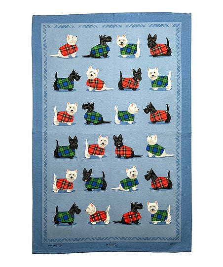 Scottie and Westie Cotton Tea Towel by Samuel Lamont.