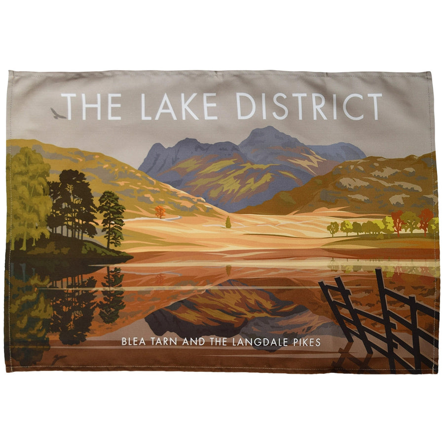 The Lake District - Blea Tarn and the Langdale Pikes Tea Towel by Town Towels.