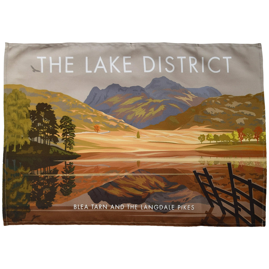 The Lake District - Blea Tarn and the Langdale Pikes Tea Towel by Town Towels.