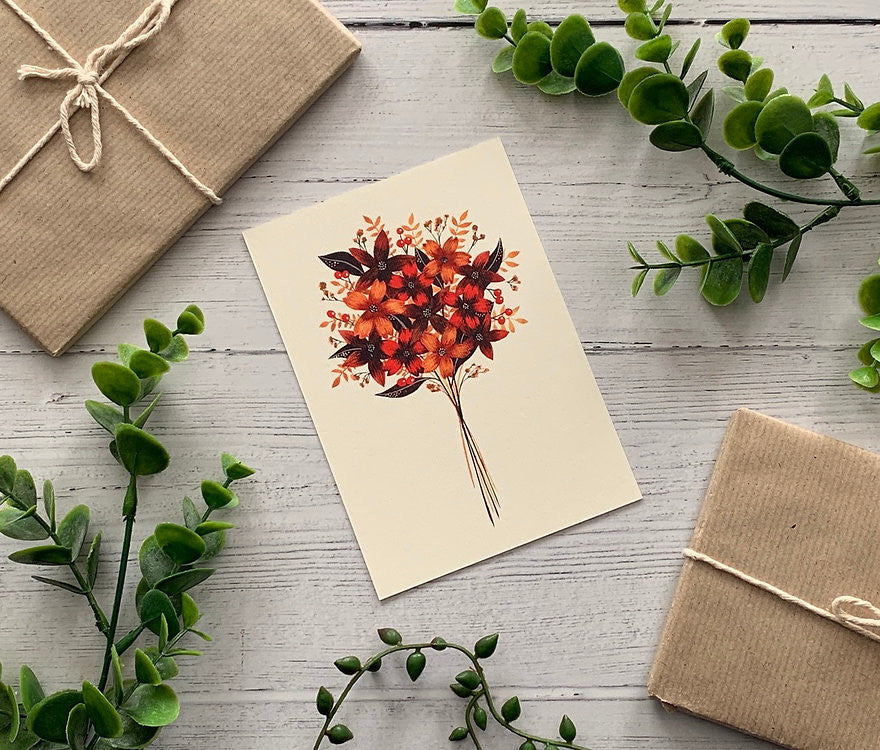 Bouquet Greeting card by Becky Amelia.