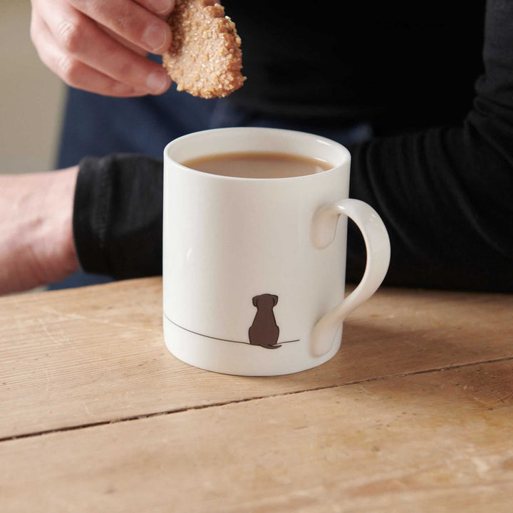 Sitting Dog Bone China Mug by Jin Designs.