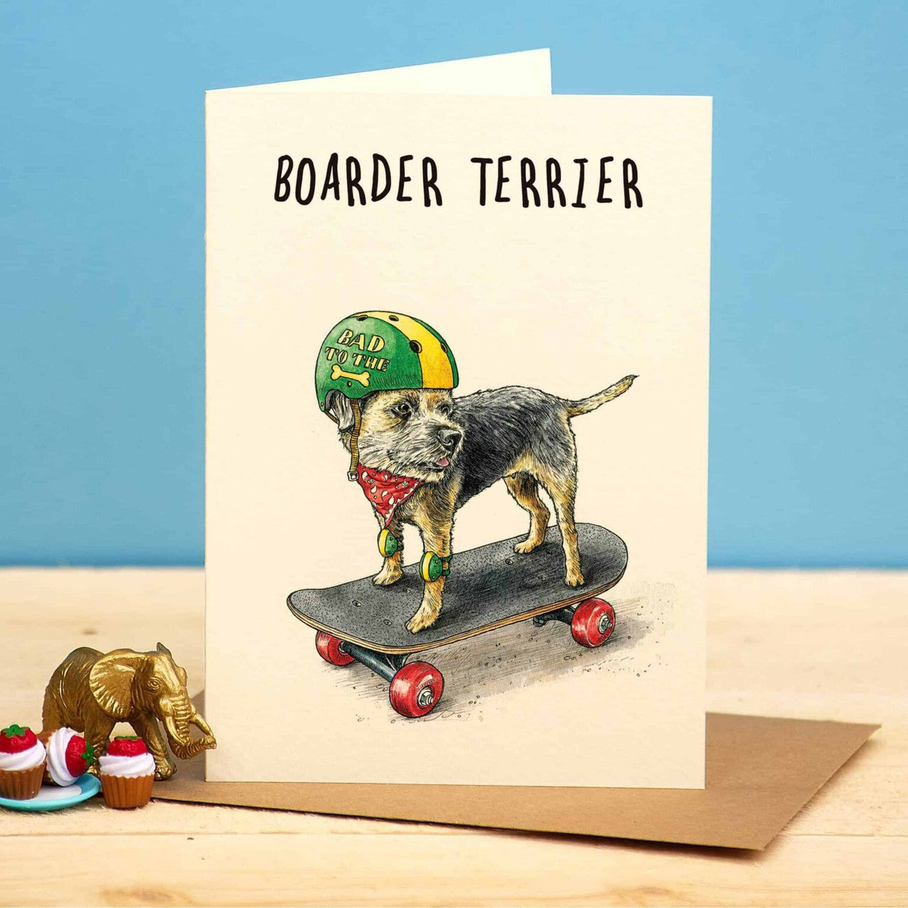 Boarder Terrier Greetings Card by Bewilderbeest.