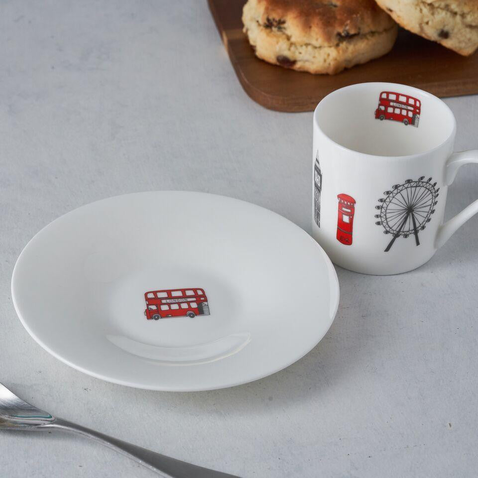 London Skyline Espresso Set of 2 cups and saucers from Victoria Eggs