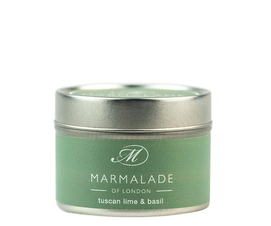 Tuscan Lime & Basil small tin candle from Marmalade of London.
