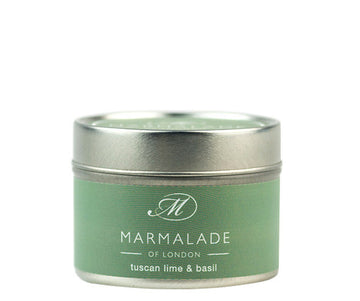 Tuscan Lime & Basil small tin candle from Marmalade of London. Image