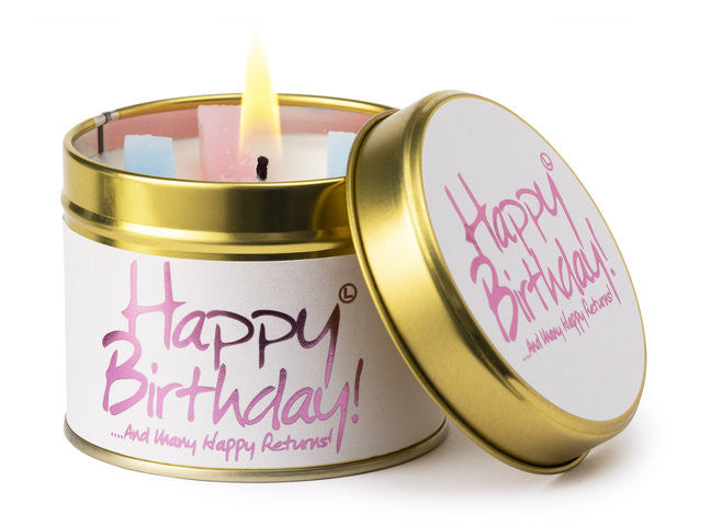 Happy Birthday Scented Candle from Lily-Flame. Handmade in England.