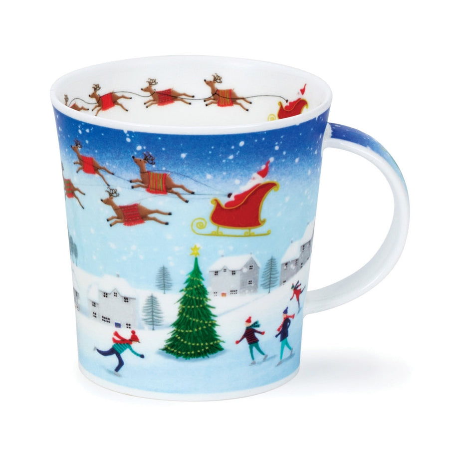 Dunoon Lomond Christmas Skaters bone china mug.