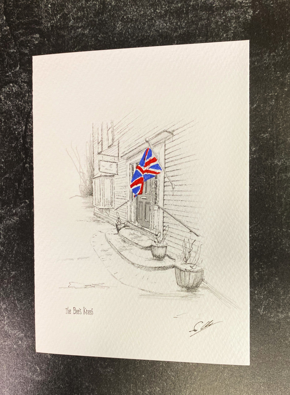 The Bee's Knees British Imports Shop Card by British Artist Sean Webb