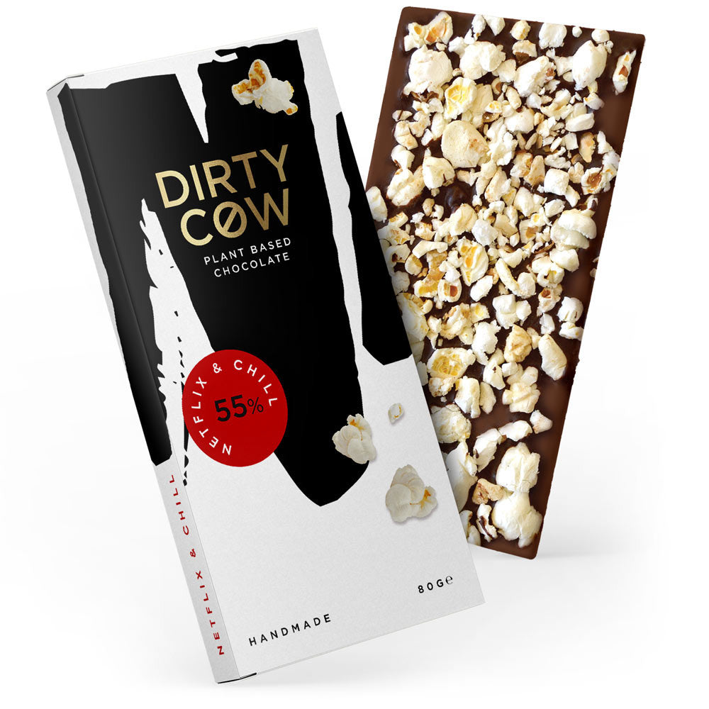 Netflix & Chill Popcorn Plant Based Chocolate Bar 80g by Dirty Cow