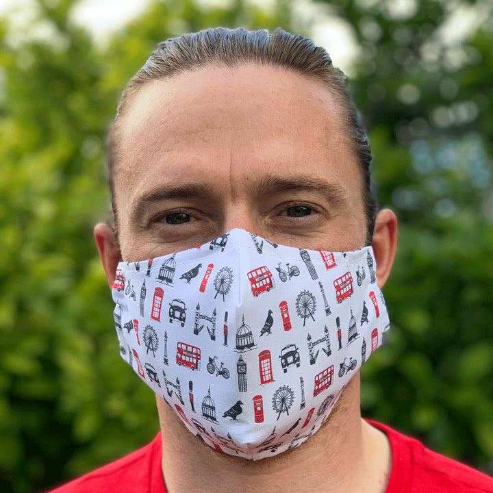 London Icons Fitted Fabric Face Mask from Victoria Eggs.