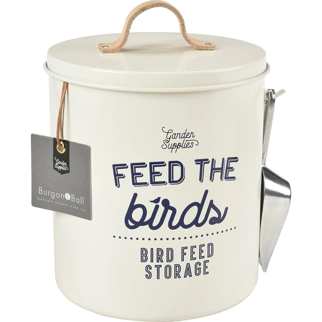 'Feed the Birds' Bird Feed Tin in Stone by Burgon & Ball
