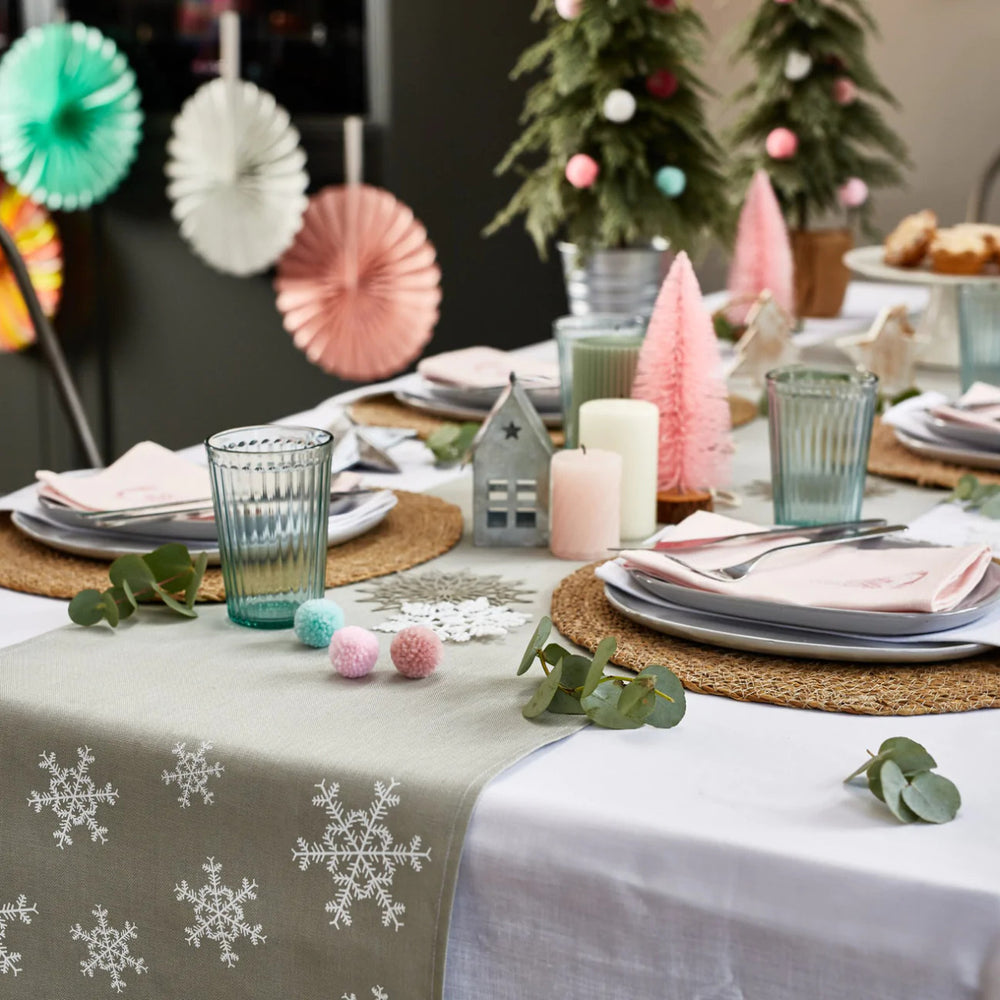 Snowflake Linen 85in Table Runner by Ulster Weavers.
