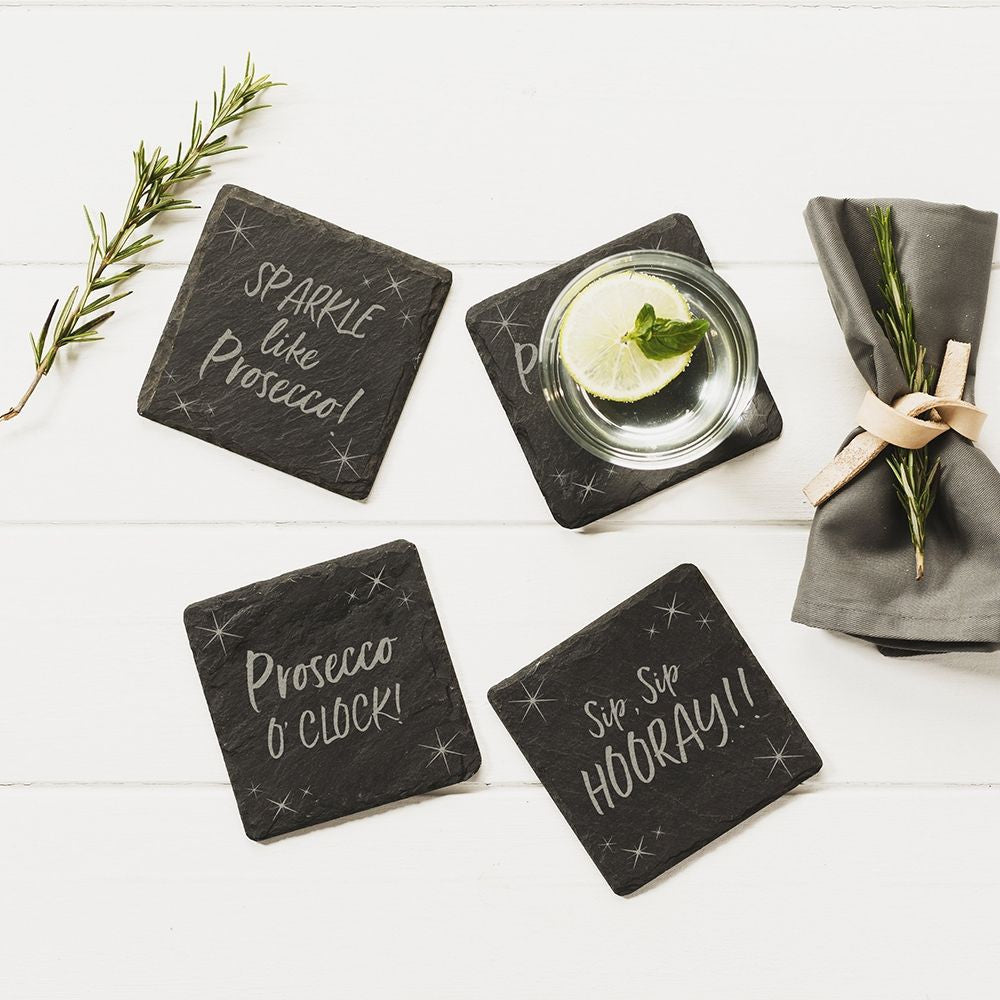 Prosecco Cow Slate Coasters by Selbrae House.