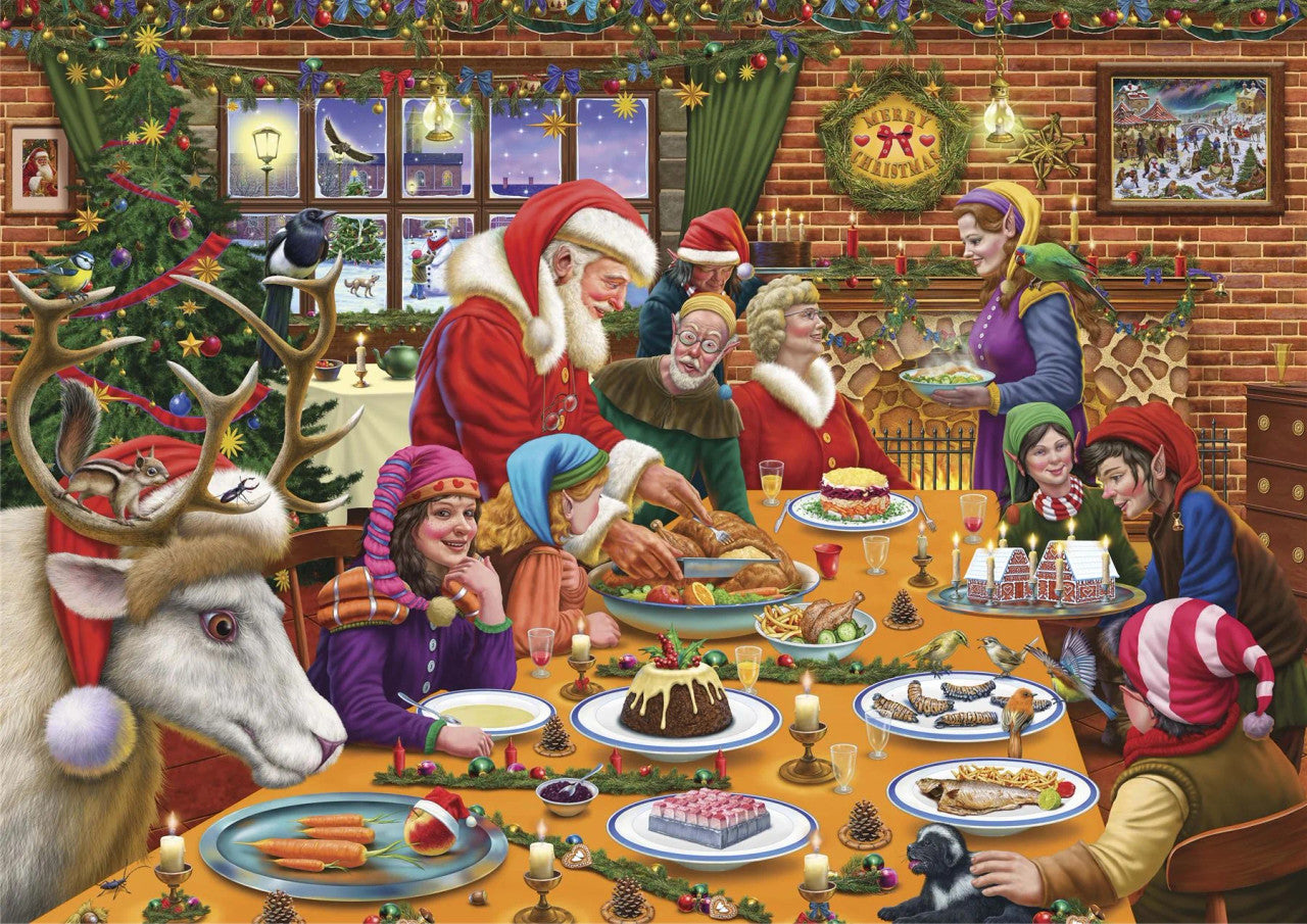 Christmas Dinner at Santa's Workshop 1000 Piece Jigsaw Puzzle.