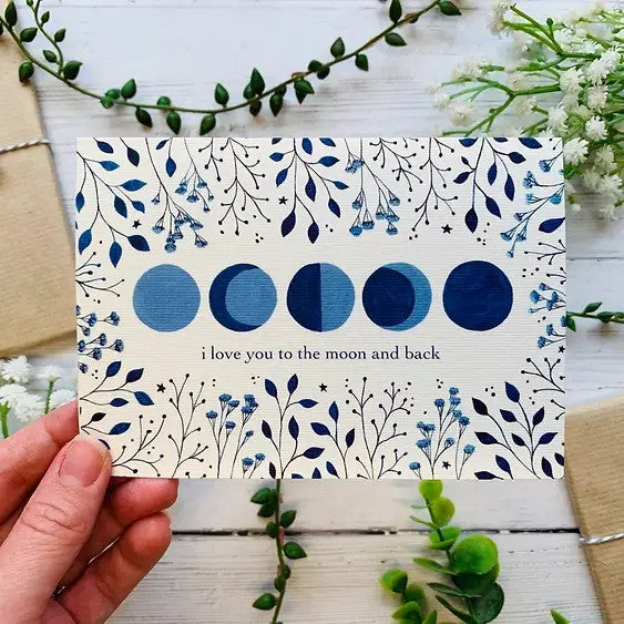 I love you to the moon and back Greeting Card by Becky Amelia