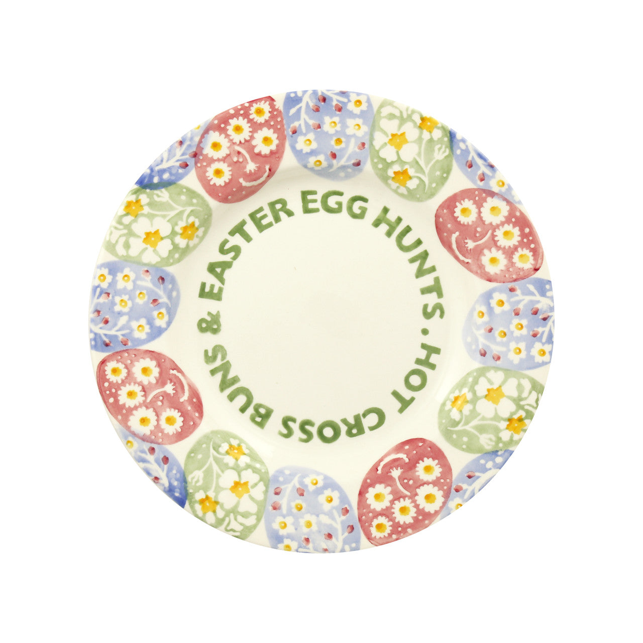 Emma Bridgewater Easter Egg Hunt Hot Cross Buns 8 1/2 inch plate. Handmade in England.