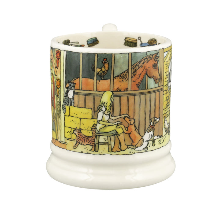 Emma Bridgewater Down At The Stables Half Pint Mug. Handmade in England.